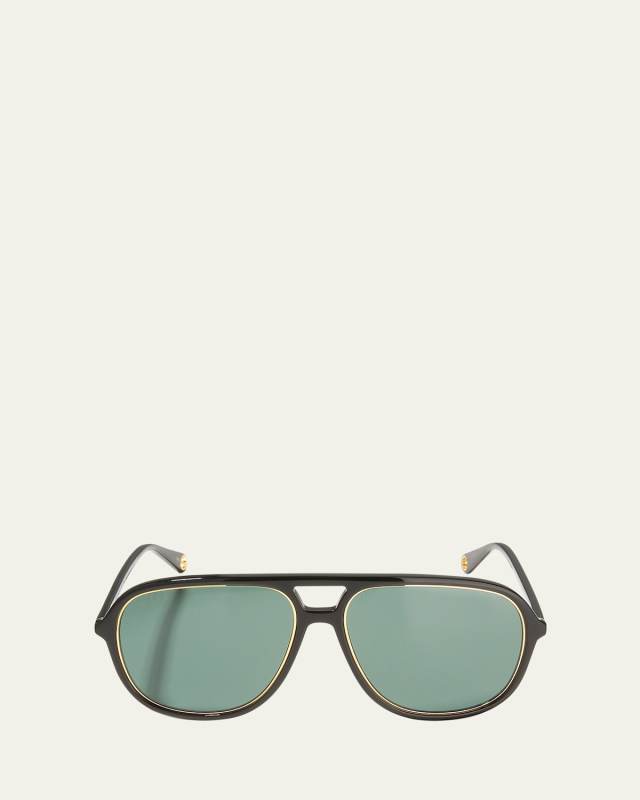 Acetate & Metal Aviator Sunglasses